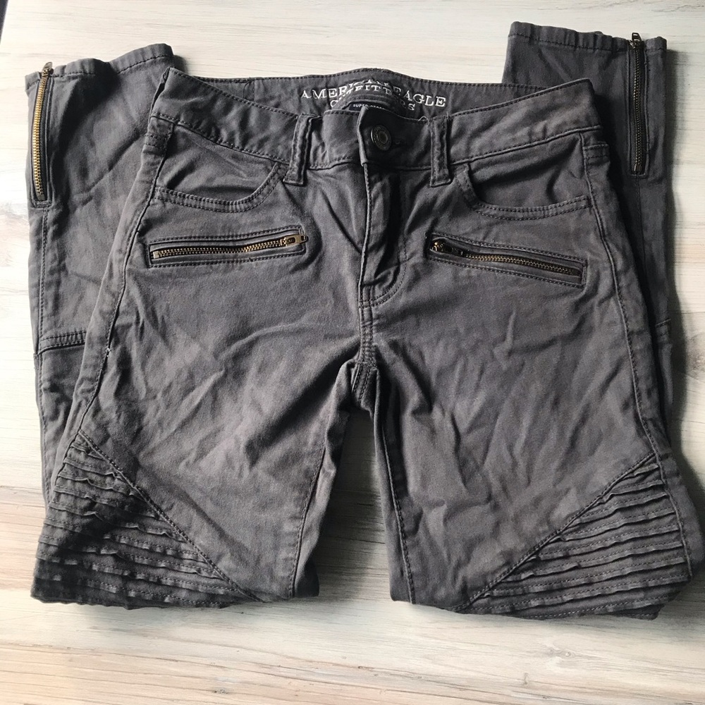 American Eagle Super Stretch Moto Zip Jeggings 0